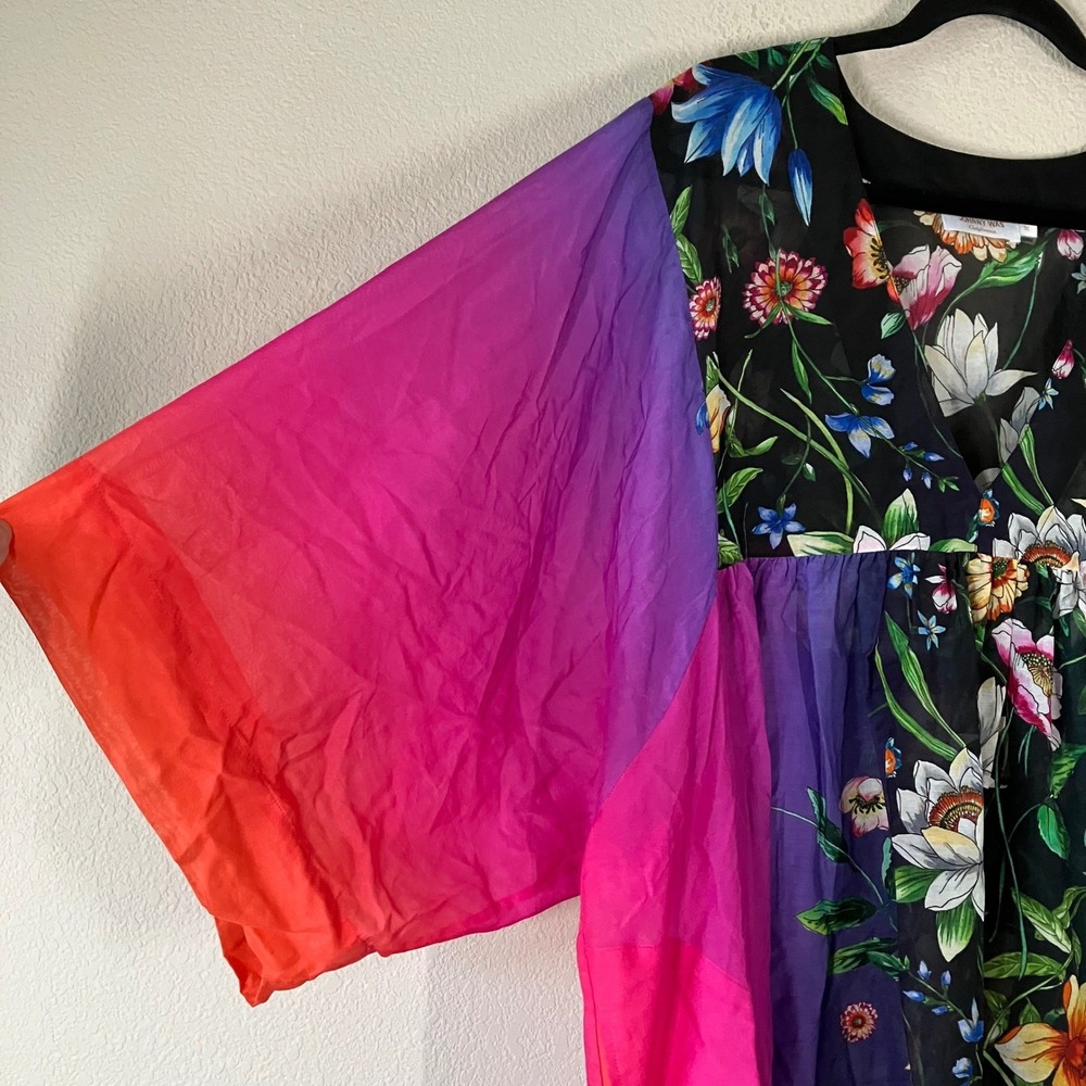 JOHNNY WAS Secret Garden Sheer Kimono Dress 1X Ombre Floral Coverup Resort Beach - Picture 5 of 15